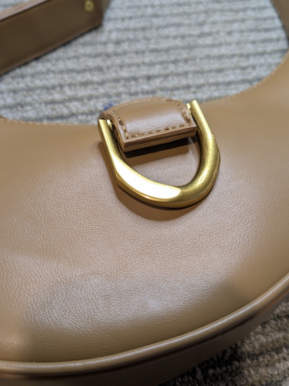 Madison West Taupe Crescent Leather Shoulder Bag - Women - Picture 4 of 7